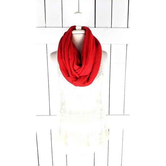 Red paisley pashmina tassel fringe infinity  loop scarf - Picture 2 of 6